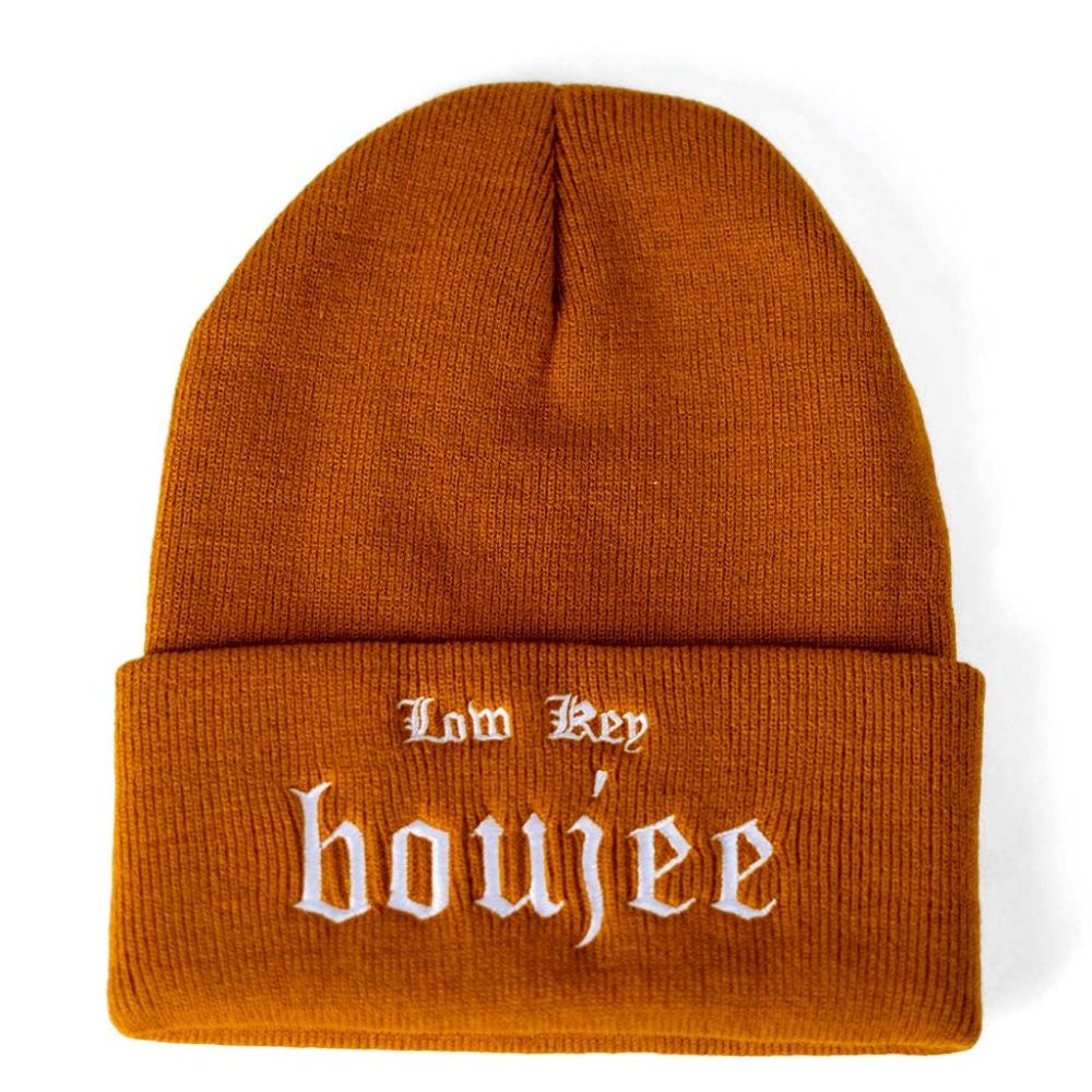 LOW KEY BOUJEE FASHION BEANIE - RUST